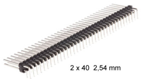 Header 2x40 pins zwart haaks male 2,54mm