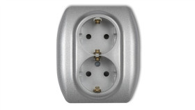 Trend Gniazdo Podwójne Z/U Schuko Srebrny Metalik 7Gp-2Sp