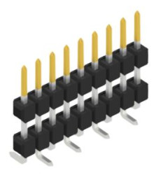 Pin header, 9 pole, pitch 2.54 mm, angled, black, 10051744