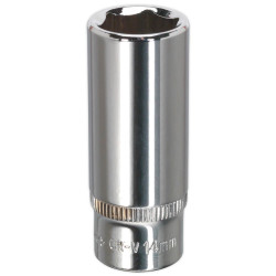 Sealey SP1414D Walldrive&#xAE; Socket 14mm Deep 1/4&quot;sq Drive Fully Polished