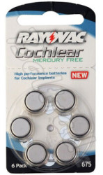 6 x bateria cynkowo-powietrzna Rayovac 675 Cochlear (Mercury Free)