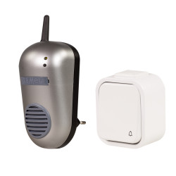 Dzwonek bezprzewodowy BULIK hermetyczny 230V ZAŚ. 150m TYP: DRS-982H SREBRNY