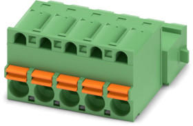 Pin header, 5 pole, pitch 5 mm, straight, green, 1946930