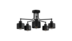 Lampa Loft Abi P2 Czarna 5Xe27 Plafon
