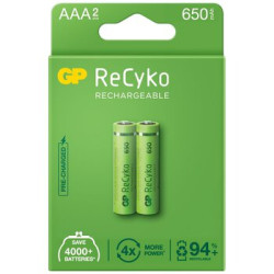 2 x akumulatorki AAA / R03 GP ReCyko 650 Series Ni-MH 650mAh