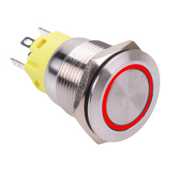 Red LED On-On Latching 19mm Vandal Resistant Push Button Switch SPDT