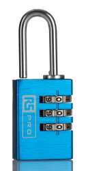 Kłódka szyfrowa średnica szekli: 3mm RS PRO Kłódka szyfrowa W budynkach, na zewnątrz aluminiowa Niebieski