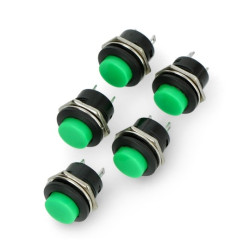 Przełącznik ON-OFF chwilowy, okrągły 250V/3A - zielony - 5 szt.