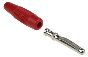 Wtyk bananowy, 30A, Męski, 30 V ac, 60 V dc, 51mm, Czerwony