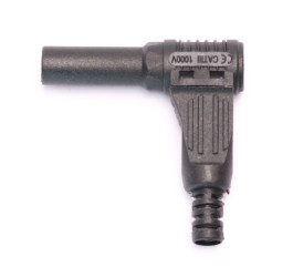 Wtyk banan bezp. 4mm kątowy WB504-BK CAT III 1000V 19A czarny