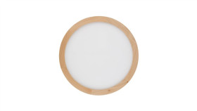 Lampa Sufitowa Okrągła Z Drewnianą Obwódką Zmienna Barwa Średnica 40Cm Aqua...