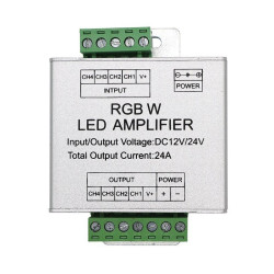 Wzmacniacz LED RGBW 24A 12-24V DC do taśm i modułów LED, uniwersalny RGB-W