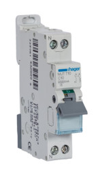Wyłącznik nadprądowy MCB, Typ C, 2-biegunowy, 10A, 240 → 400V, na szynę DIN, Hager, MJT