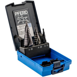 PFERD 25201047 HSS step drill set 3-piece 4-12/20/30 mm HICOAT coating
