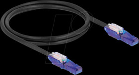 80926 Cat.6 patch cable, UTP, 180° angled plugs, black, 1m