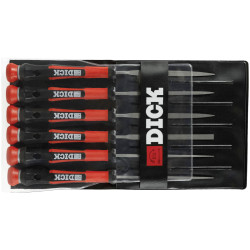 Dick 2160142-2K Needle File Set 6-Piece Black/Red Handles 140mm 2 Cuts