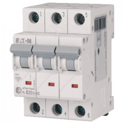 Wyłącznik nadprądowy S bezpiecznik 3-fazowy B25 (B 25A) 3-biegunowy 3P (230/400V AC) 3-modułowy EATON