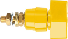 Pole terminal, 4 mm, yellow, 1000 V, 63 A, M6 threaded bolt, nickel-plated, POL 631 / GE