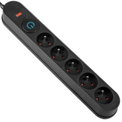 Listwa zasilająca z układem przeciwprzepięciowym, 3m 5 gniazd, włącznik czarna VA0249-3 VAYOX