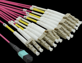 21991100 Fibre-optic cable, MPO/12x LC, OM4, 50/125 µm, violet, 2 m