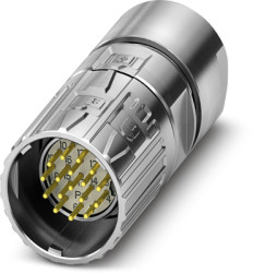 Plug, M23, 16 pole, solder connection, ONECLICK quick locking system, straight, 1679698