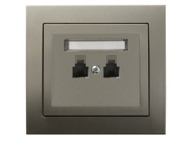 KIER Gniazdo telefoniczne podwójne równoległe satyna light GPT-2WR/45 OSPEL