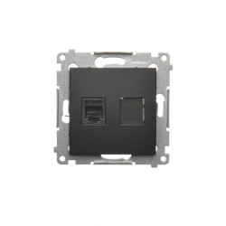 Simon 54 Gniazdo telefoniczne pojedyncze RJ12 (moduł) czarny mat DT1.01/49