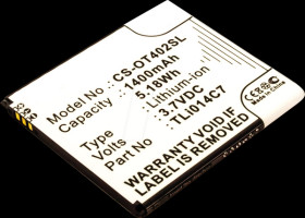 13341 Smartphone battery for Alcatel devices, Li-Ion, 1400 mAh