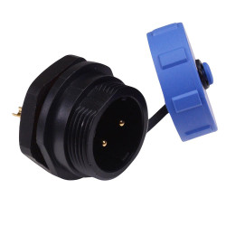2 Pin Waterproof W17 Male Socket Panel Mount Connector IP68 10A