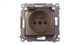 Simon 54 Gniazdo Bryzgoszczelne Z/U Ip44 Z Klapką Transparentną Złoty Mat...