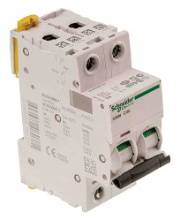 Wyłącznik nadprądowy MCB, Typ D, 2-biegunowy, 2A, 400V, 12 → 144V, na szynę DIN, Schneider Electric A9F75202,