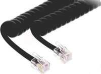 KAB56.3B Telefoniczny wtyk-wtyk 4p4c (RJ9 PLUG) spirala 7 m (telefon-słuchawka) - czarny