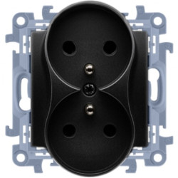 Gniazdo zasilające podwójne SIMON 10 czarne matowe 2x [2P+Z] 16A Kontakt Simon CGZ2M.01/49