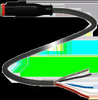 Sensor actuator cable, DEUTSCH cable socket, straight to open end, 4 pole, 10.5 m, PUR, black, 4 A, 70157284