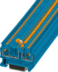 Knife disconnect terminal, push-in connection, 0.34-4.0 mm², 2 pole, 20 A, 6 kV, blue, 1033785