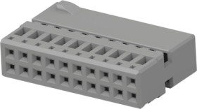 Socket, unequipped, 20 pole, straight, 2 rows, gray, 2-968322-1