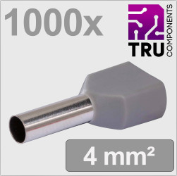 TRU COMPONENTS TC-13377244 Podwójna końcówka T24C026, z częściową izolacją , 4 mm², 1000 szt.