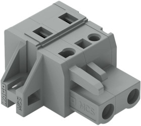 Socket header, 2 pole, pitch 7.5 mm, angled, gray, 231-202/031-000