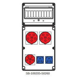 Rozdzielnica 2x5x32A 1x5x16A 2x3x16A INA=32A IP54 SB-109205-S0260-54
