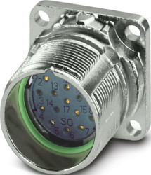 Flange socket, M23, 16 pole, crimp connection, ONECLICK quick locking system, straight, 1681136