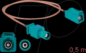 90002 HF cable, FAKRA Z plug &gt; FAKRA Z socket, 0.5m