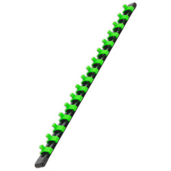 Sealey AK27052HV Socket Retaining Rail with 16 Clips 1/4&quot;Sq Drive - Hi-Vis Green