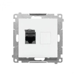 Simon 55 Gniazdo komputerowe pojedyncze RJ45 kategoria 6, z przesłoną przeciwkurzową (moduł) Biały mat T61.01/111