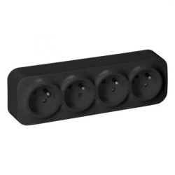 Gniazdo poczwórne ToDo 2P+Z IP20, 16A, 230V AC, czarny,OR-OE-7210/B