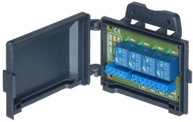 Moduł przekaźnikowy zwierny 4 wyjścia 10-16VDC 10A(max), 30VDC/50VAC (max) wyjście 4xNO w obydowie bryzgoszczelnej PK4-12-ZW