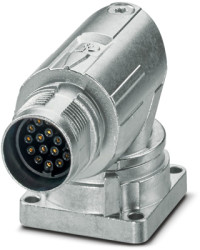 Surface mount socket, M17, 17 pole, crimp connection, standard/ONECLICK quick locking system, angled, 1628520