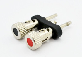 Gniazdo bananowe podwójne nikiel; montowane na panel