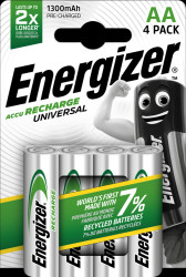 NiMh rechargeable battery, AA (Mignon), 1300 mAh, 4-pack