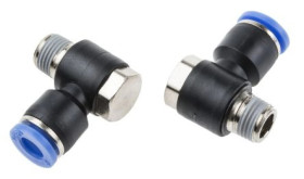 Złącze kątowe gwint R 1/8 męskie, Wciskane 6 mm RS PRO