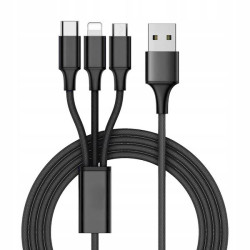 KABEL USB 3W1 DO TELEFONU PRZEWÓD LIGHTNING IPHONE MICRO USB TYPE-C 1,2M